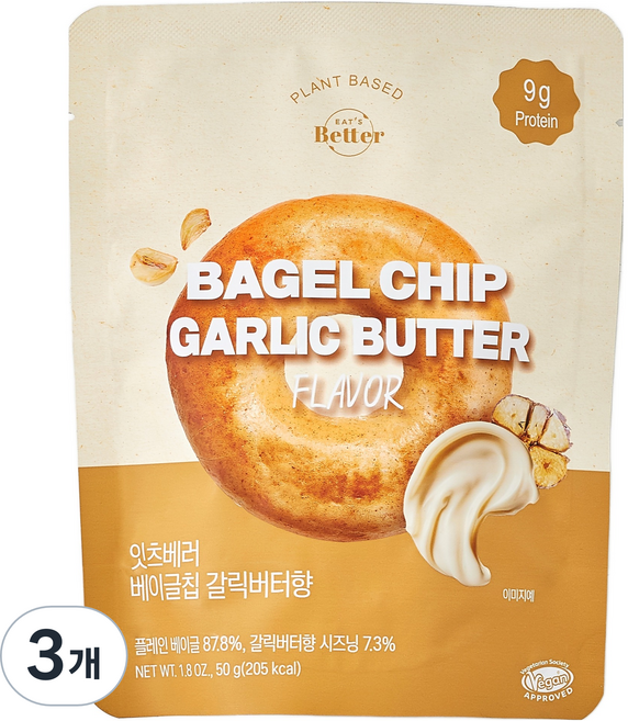 잇츠베러 베이글칩 갈릭버터향, 50g, 3개