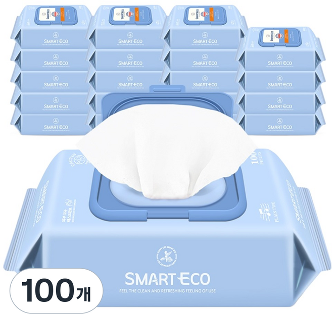 스마트에코 비바체 아기물티슈 캡형, 43g, 100매, 100개