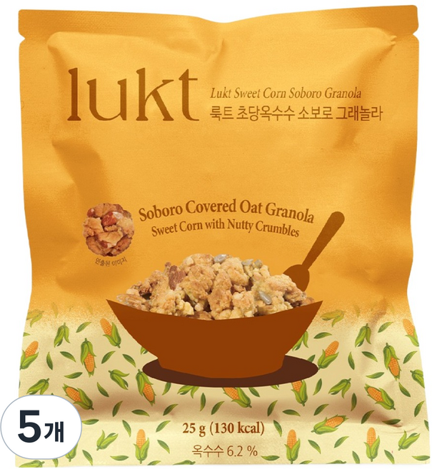 룩트 초당옥수수 소보로 그래놀라, 25g, 5개
