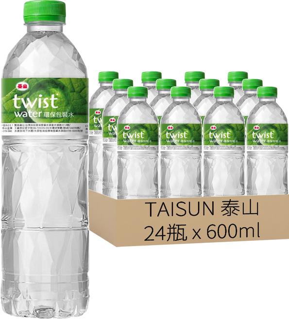 TAISUN 泰山 twist water 環保包裝水, 600ml, 24瓶