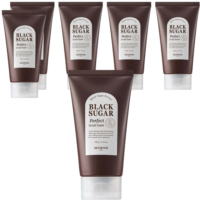 스킨푸드 블랙슈가 퍼펙트 스크럽 폼, 180g, 6개 - 쿠팡