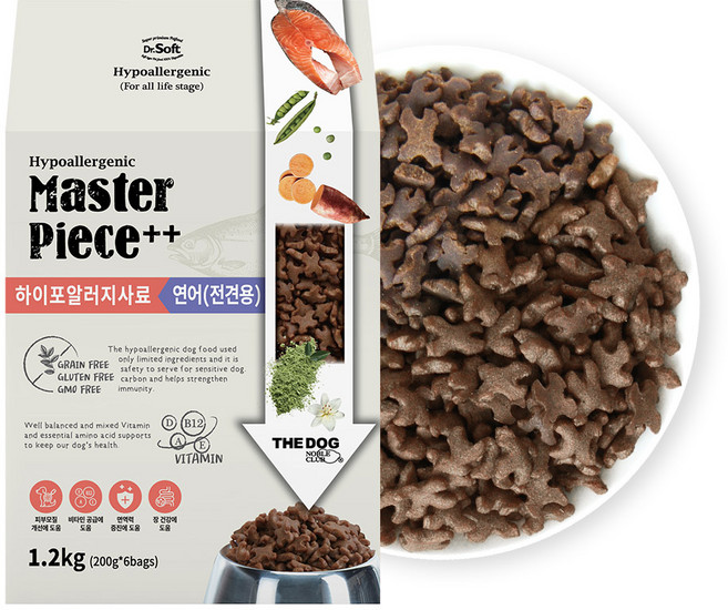 더독 강아지 닥터소프트 명작 기능성 사료 전연령용, 알레르기 완화, 1.2kg, 1개