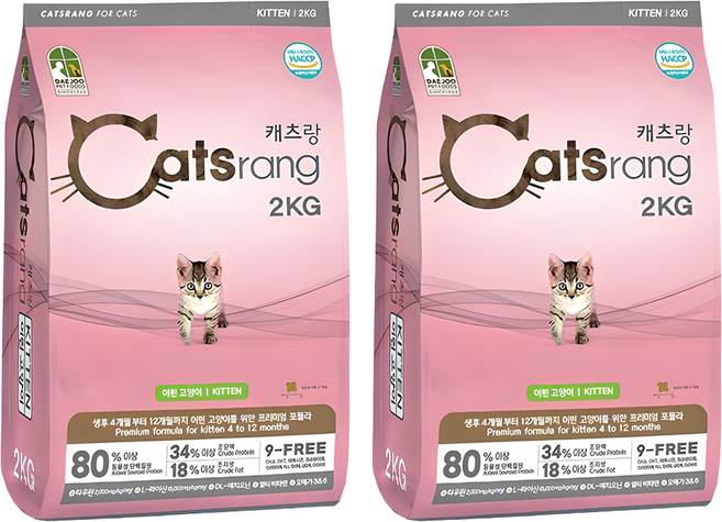 캐츠랑 고양이 기능성 사료, 닭, 2kg, 2개