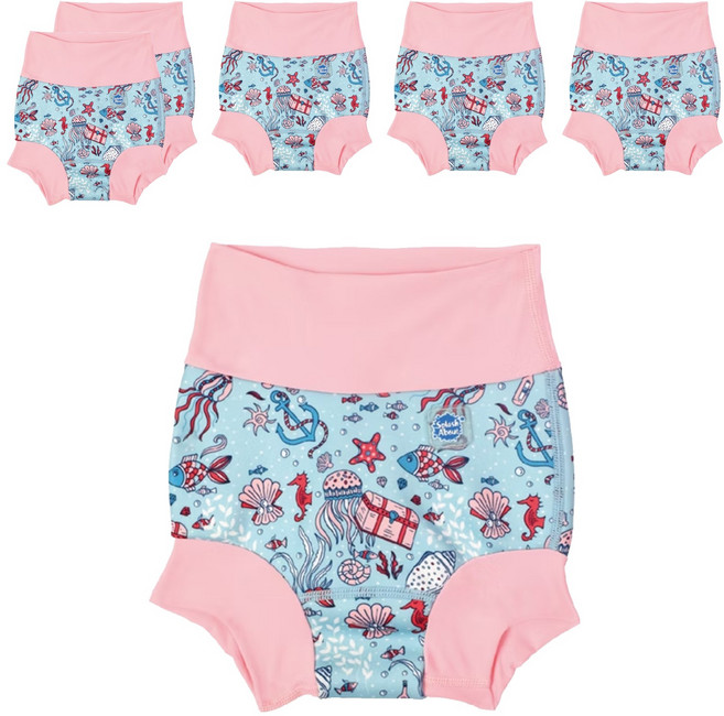 Splash About Brand New Happy Nappy 全新3D游泳尿布褲 6~12個月 水母寶藏, L, 6件