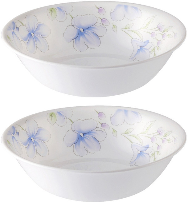 Corelle Brands 康寧餐具 餐具 紫花系列 深盤 13.7 x 2.4cm, 深盤 2入, 白色, 2個
