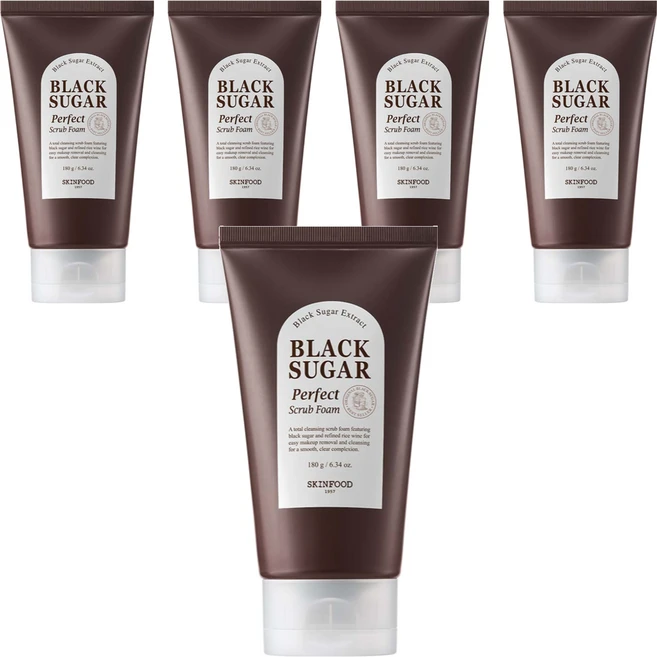 스킨푸드 블랙슈가 퍼펙트 스크럽 폼, 180g, 5개 - 쿠팡
