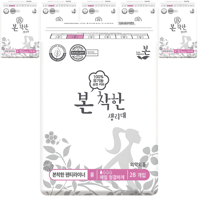 유기농본 착한 팬티라이너, 6개, 28개입, 롱