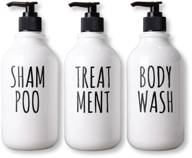 로맨틱노벰버 레터링 욕실 디스펜서 화이트 3종, 1세트, 혼합색상
