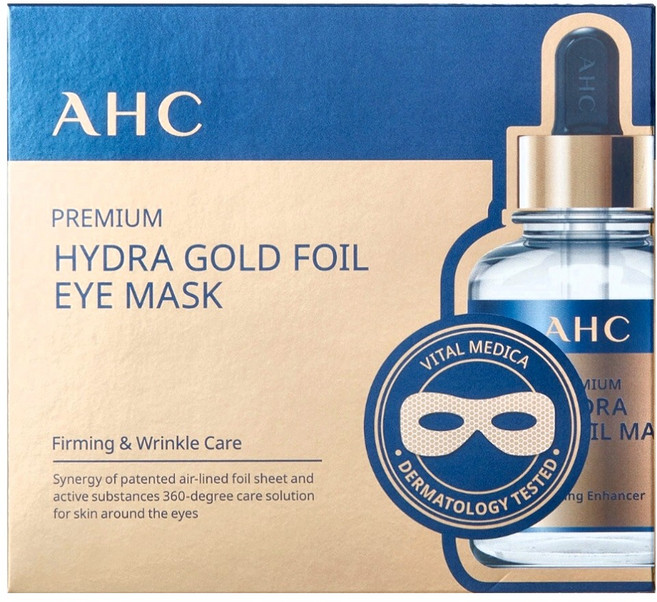 AHC 玻尿酸水潤緊緻金箔眼膜, 5入, 1組