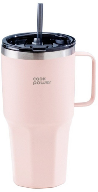 cook power 鍋寶 真空陶瓷雙霸杯 杯子 + 吸管, 粉色, 950ml, 1個