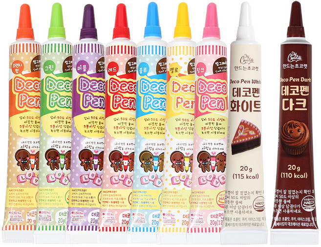 펀플러스 초콜릿 데코펜 9종 세트, 180g, 1세트