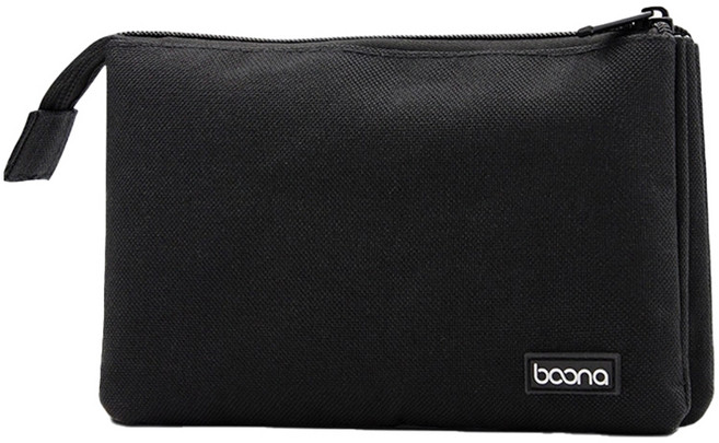 부나 BAGnBAGs E2 더블레이어 대용량 스토리지 파우치, 1개, 블랙