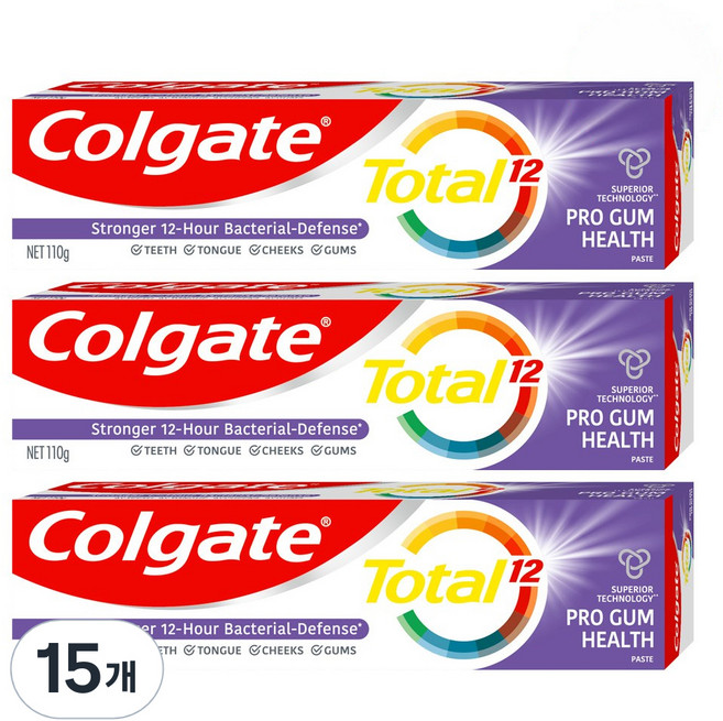 콜게이트 토탈 프로검 헬스 치약, 15개, 110g