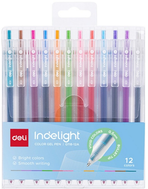 델리 인델라이트 젤펜12색 0.5mm, 파스텔, 1세트