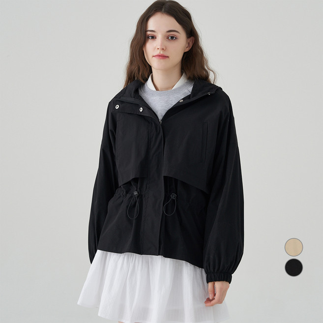 ELLE PARIS 스트링 후드 바람막이 점퍼