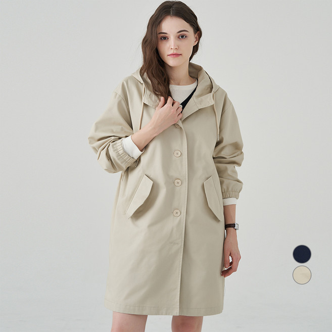 ELLE PARIS 루즈핏 후드 롱 야상 점퍼