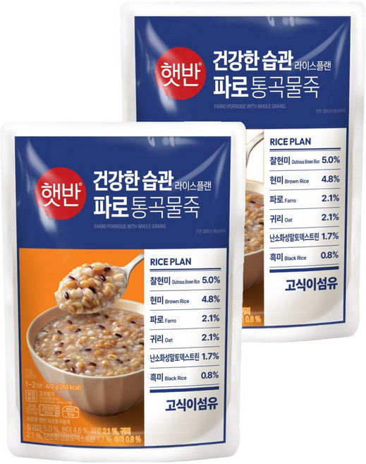 햇반 파로통곡물죽, 2개, 420g