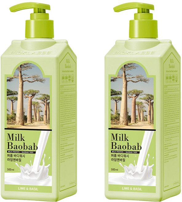 밀크바오밥 퍼퓸 바디워시 라임앤바질, 500ml, 2개