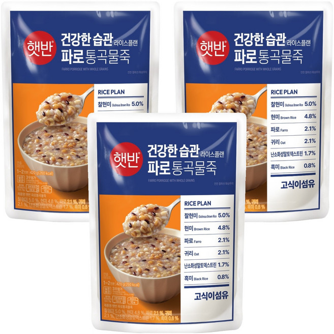 햇반 파로통곡물죽, 3개, 420g