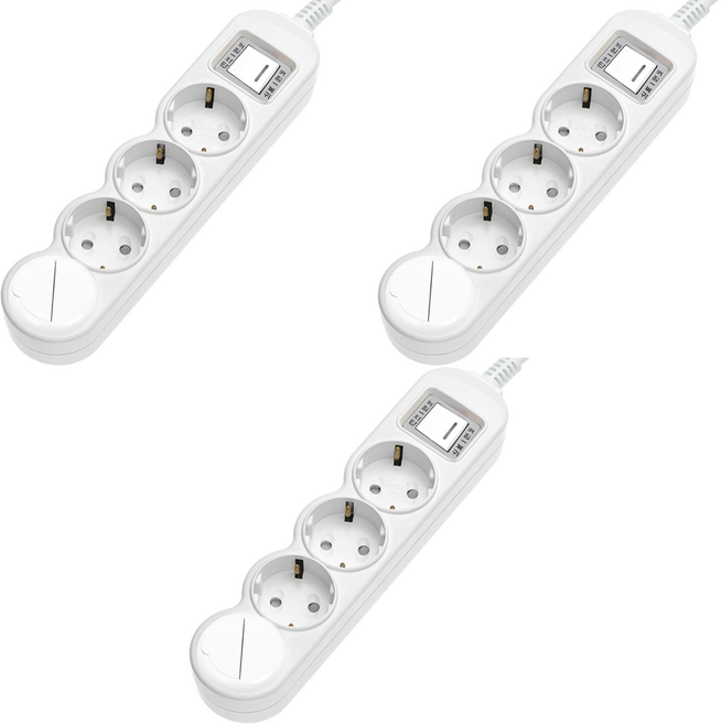 에코파워탭 국내 제조 과부하차단 멀티탭 4구 EPM-L304 + 안전커버, 2.5m, 혼합색상, 3개