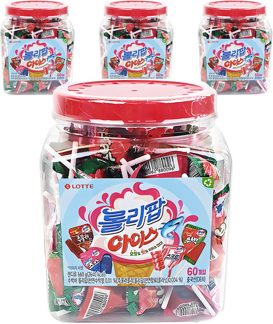 롯데웰푸드 롤리팝 아이스 캔디, 660g, 4개