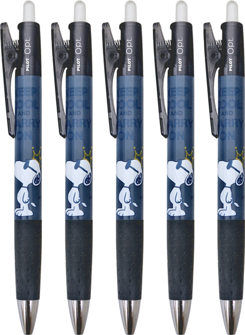 PILOT 百樂 Opt. 芯動原子筆史奴比聯名款 0.7mm, 黑色, 5支
