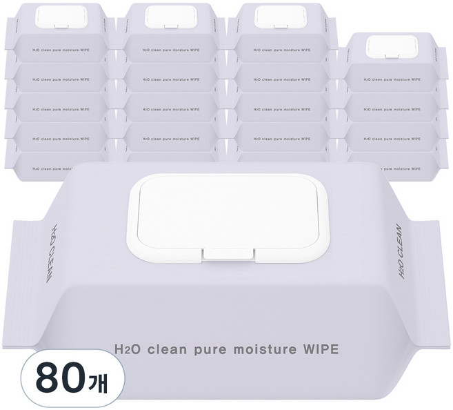 H2O클린 초순수 엠보싱 물티슈 캡형, 50g, 100매, 80개