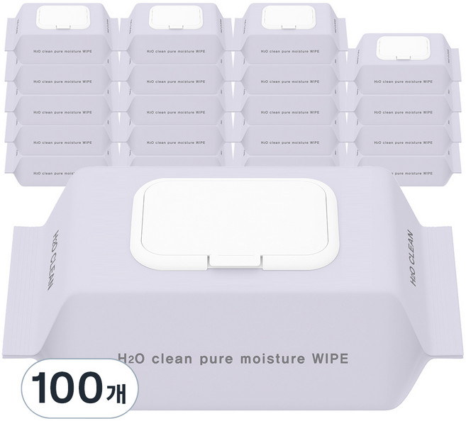 H2O클린 초순수 엠보싱 물티슈 캡형, 50g, 100매, 100개
