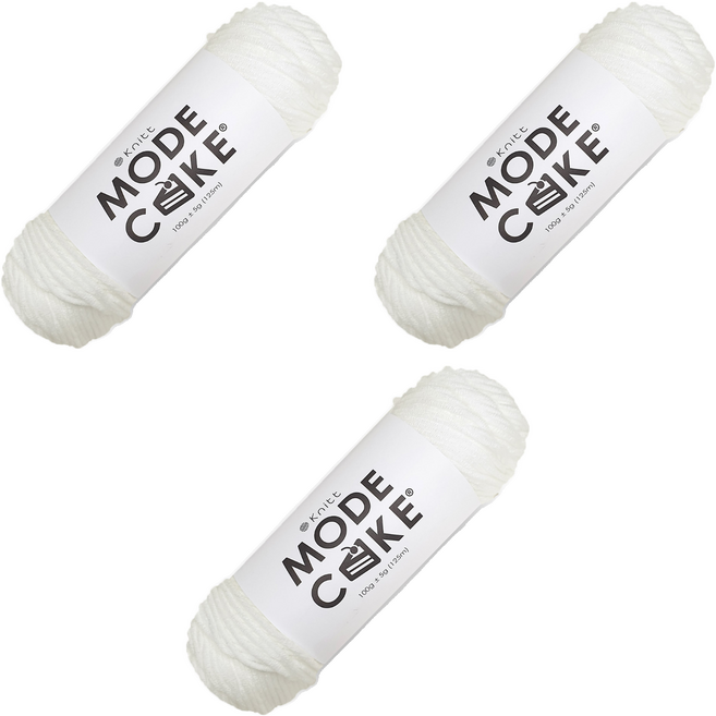 Knitt Mode蛋糕線 100g, 01 白色, 3個