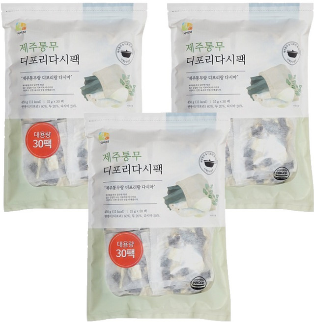 이미지 제주통무 디포리다시팩 30p, 450g, 3개