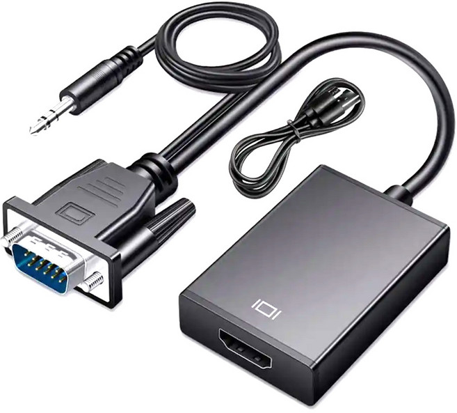 Neon 台灣霓虹 VGA公轉HDMI母 3.5mm音頻轉接線 鋁合金外殼 1920*1080分辨率, 1個