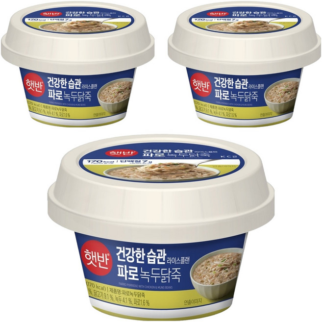 햇반 파로녹두닭죽, 265g, 3개