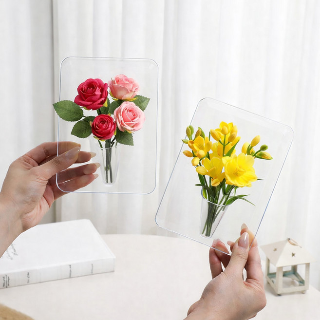 오펠리어 투명 액자형 아크릴 화병 2p