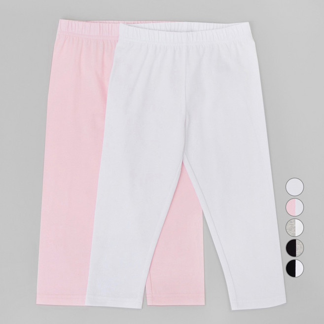 롤리트리 아동 40수 싱글 스판 7부 레깅스 2매입 세트