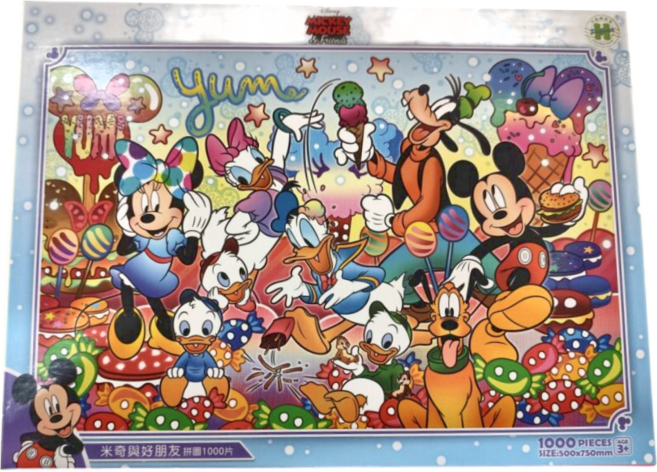 HUNDRED PICTURES 百耘圖 拼圖 750 x 500mm 3歲以上適用 850g, 米奇與好朋友, 1000片, 1盒