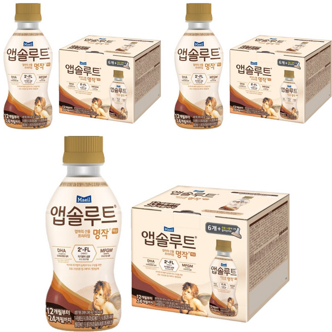 매일유업 앱솔루트 명작엄마의 선물 프리미엄 명작 액상 12개월부터 24개월까지 240ml + 니플 세트, 18개