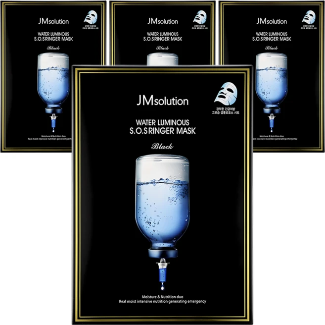 제이엠솔루션 물광 에스오에스 링거 마스크 블랙, 10개입, 4개 - 쿠팡
