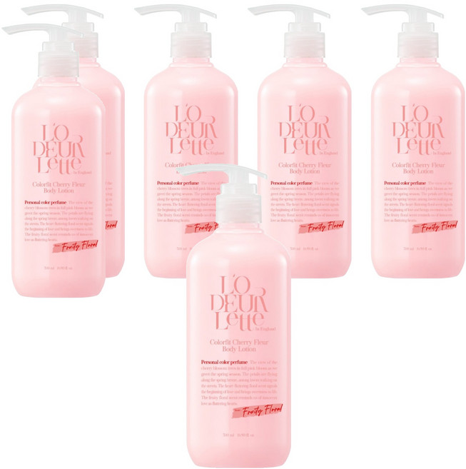 로더렛 인 잉글랜드 컬러핏 체리 플뢰르 바디 로션 프루티 플로럴향, 500ml, 6개