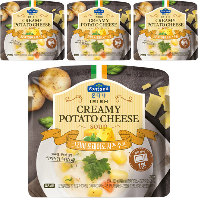 폰타나 크리미 포테이토 치즈 전자레인지용 수프, 180g, 4개