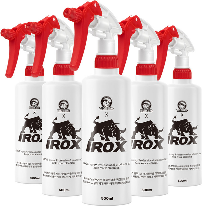 청소해결사 아이록스 2중 분사 분무기 500ml, 레드, 5개