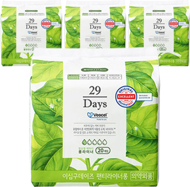 29일 오리지널 비오셀 생리대 팬티 라이너, 롱, 4개