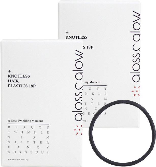글로스앤글로우 심플 무팁 머리끈 두께 3mm 지름 50mm 블랙, 36개