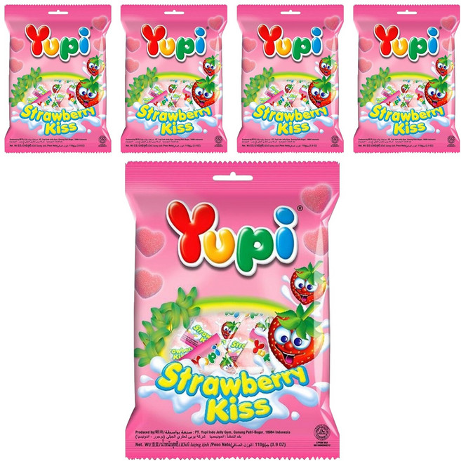 Yupi 草莓之吻造型軟糖, 110g, 5袋