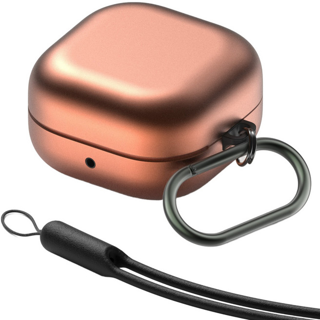 KMAX Galaxy Buds 4/ 4 Pro 鵝卵石保護殼 登山扣 矽膠掛繩, 玫瑰金, Buds4 / Buds4 Pro, 1個