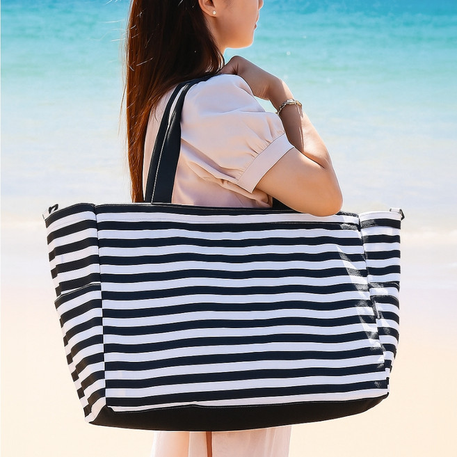 하늬통상 어닝 스트라이프 비치백 대형 수영가방