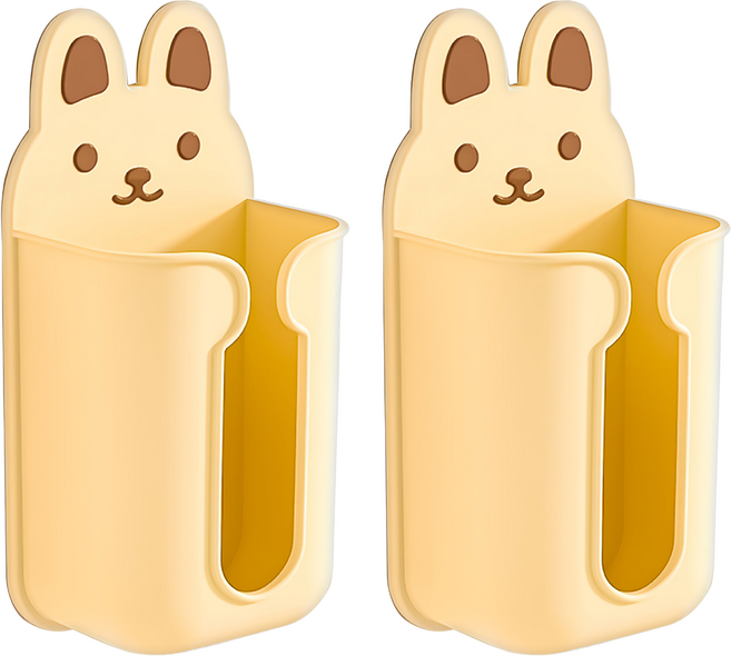 小麥購物 動物壁掛面紙盒, 奶油兔 黃色, 2個