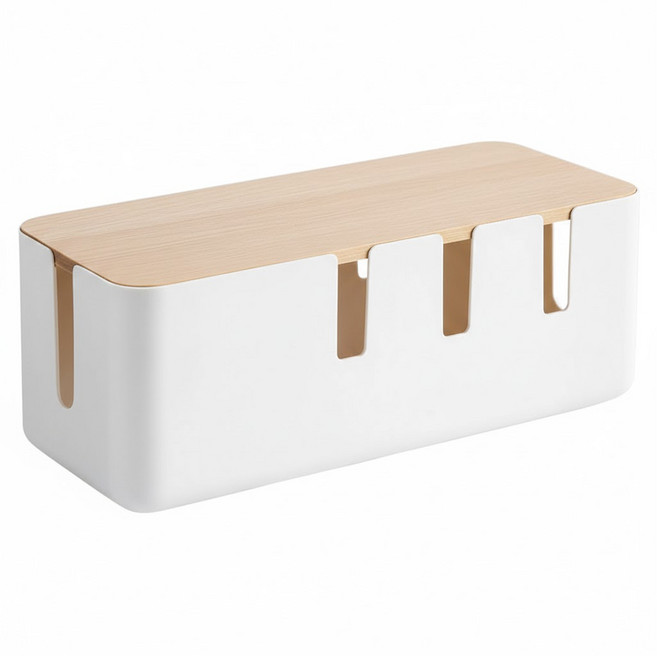 Greenful 白橡木實木電線收納盒, 1個, 白橡木色