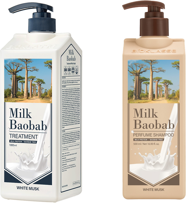 밀크바오밥 퍼퓸 샴푸 500ml + 트리트먼트 1L 화이트머스크, 1개