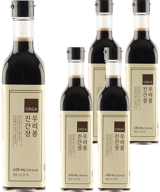 올가홀푸드 우리콩 진간장, 420ml, 5개