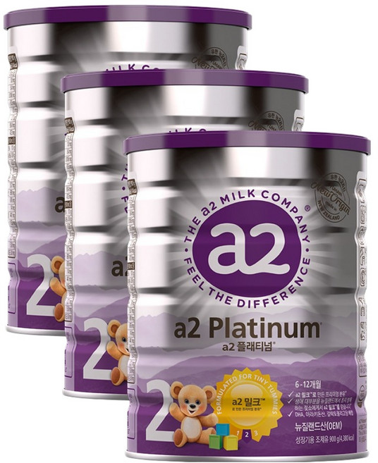 에이투밀크 플래티넘 단백질 분유 2단계, 900g, 3개